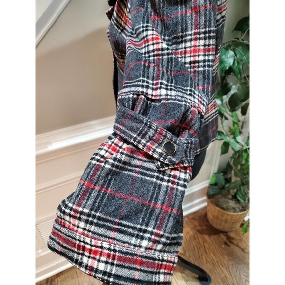 Titi Women's Gray Check Wool Long Sleeve Buttons Front Casual Jacket Size Small - Picture 6 of 12